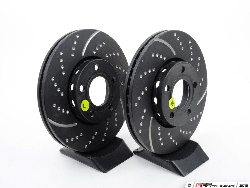 Front Dimpled & Slotted Brake Rotors - Pair (288x25)