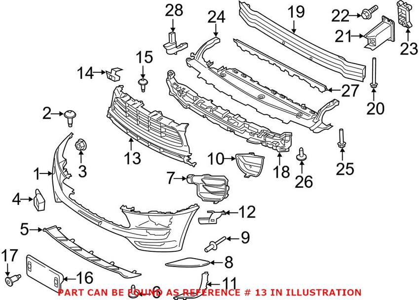 Grille – Front Center (Without Camera) (Without Park Sensor) (Without Distance Sensor) (Black)