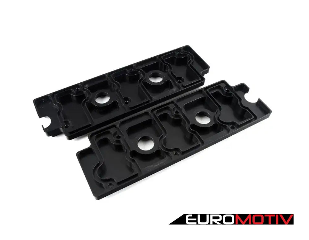 964 Billet Aluminum Upper Valve Cover Pair - Black W/Brushed Fins