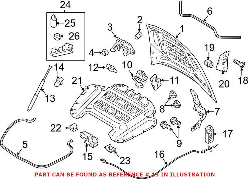 Porsche Hood Lift Support 97051157100