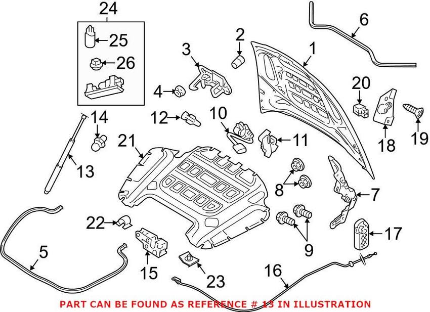 Porsche Hood Lift Support 97051157200