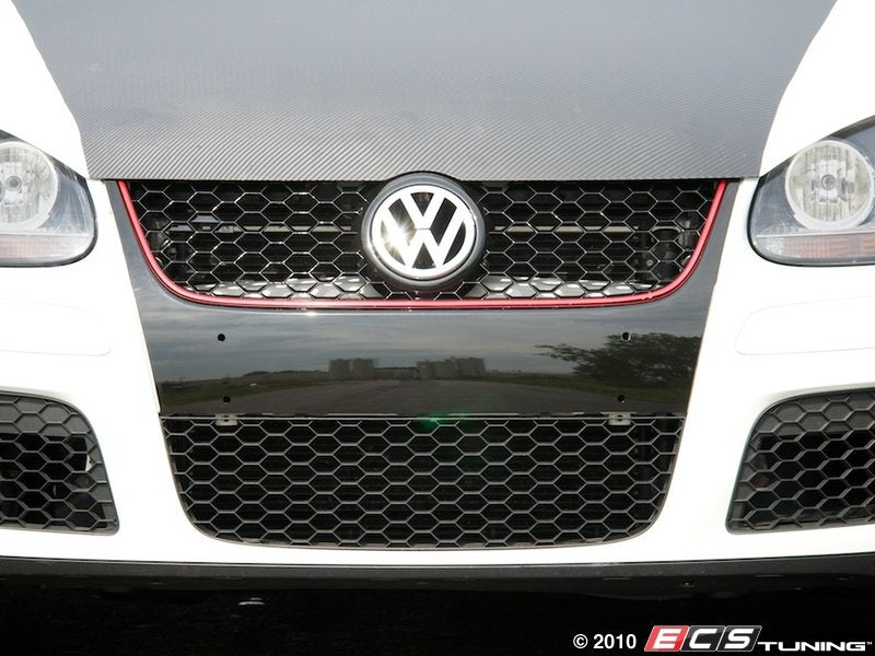 Honeycomb Grille - Black With Red Strip