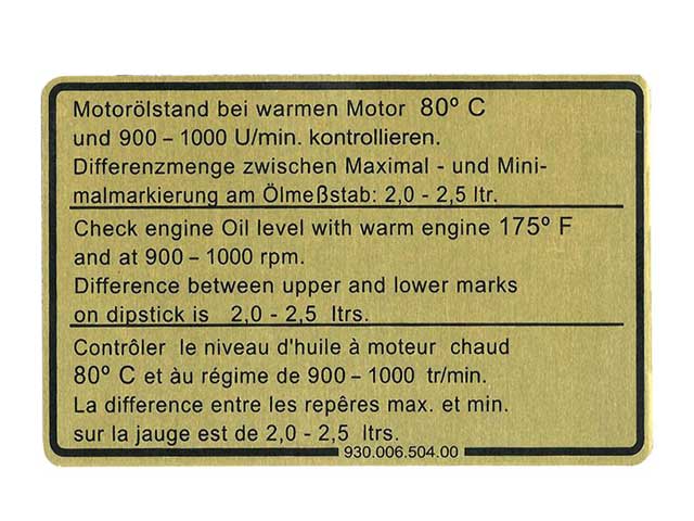 Engine Oil Level Decal