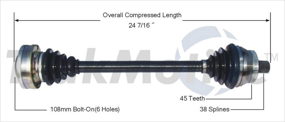 Audi CV Axle Shaft – Front Passenger Side – Aftermarket AD8094
