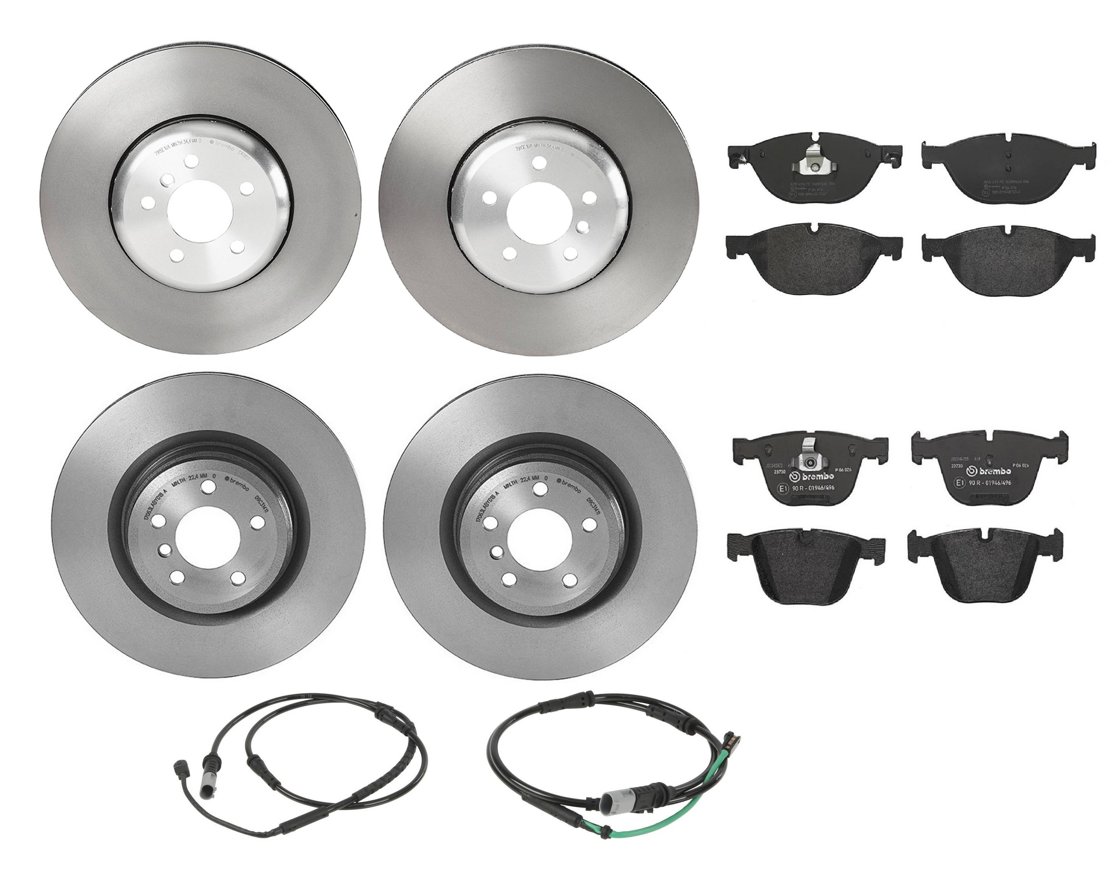 BMW Disc Brake Pad and Rotor Kit – Front and Rear (374mm/370mm) (Low-Met) 34116785675