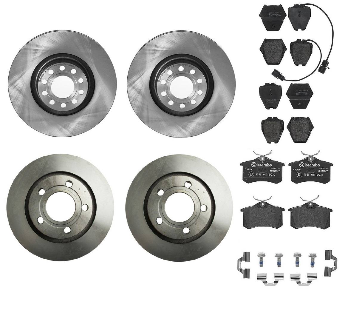 Audi Disc Brake Pad and Rotor Kit – Front and Rear (323mm/269mm) (Low-Met) 4D0615301A