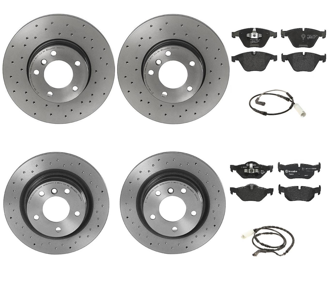 BMW Disc Brake Pad and Rotor Kit – Front and Rear (312mm/300mm) (Xtra) (Low-Met) 34116855692