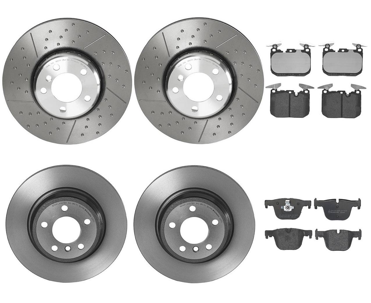 BMW Disc Brake Pad and Rotor Kit – Front and Rear (340mm/330mm) (Low-Met) 34106797602