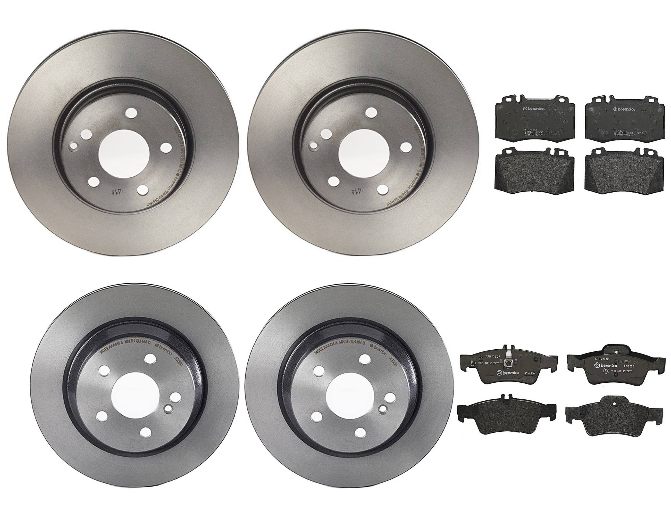 Mercedes-Benz Disc Brake Pad and Rotor Kit – Front and Rear (312mm/300mm) (Low-Met) 2114210912