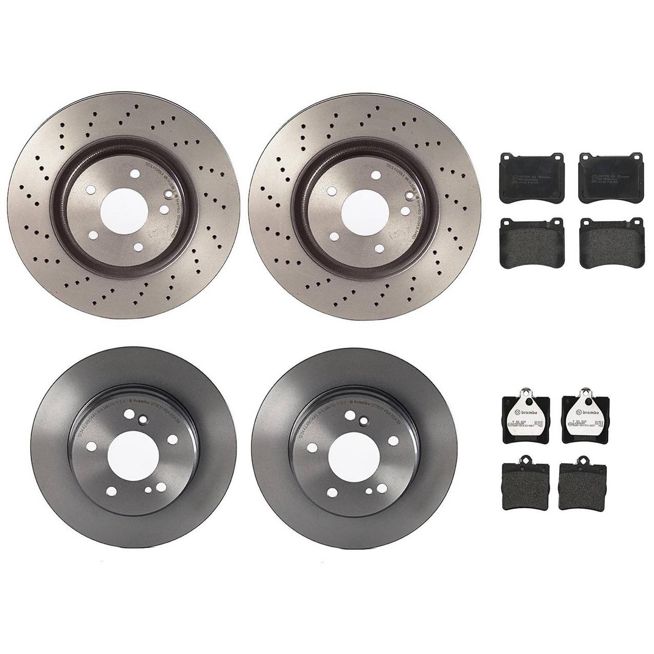 Mercedes-Benz Disc Brake Pad and Rotor Kit – Front and Rear (330mm/278mm) (Low-Met) 2034211312