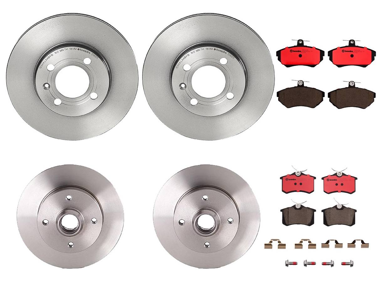 Volkswagen Disc Brake Pad and Rotor Kit – Front and Rear (256mm/226mm) (Ceramic) 6NO615301D