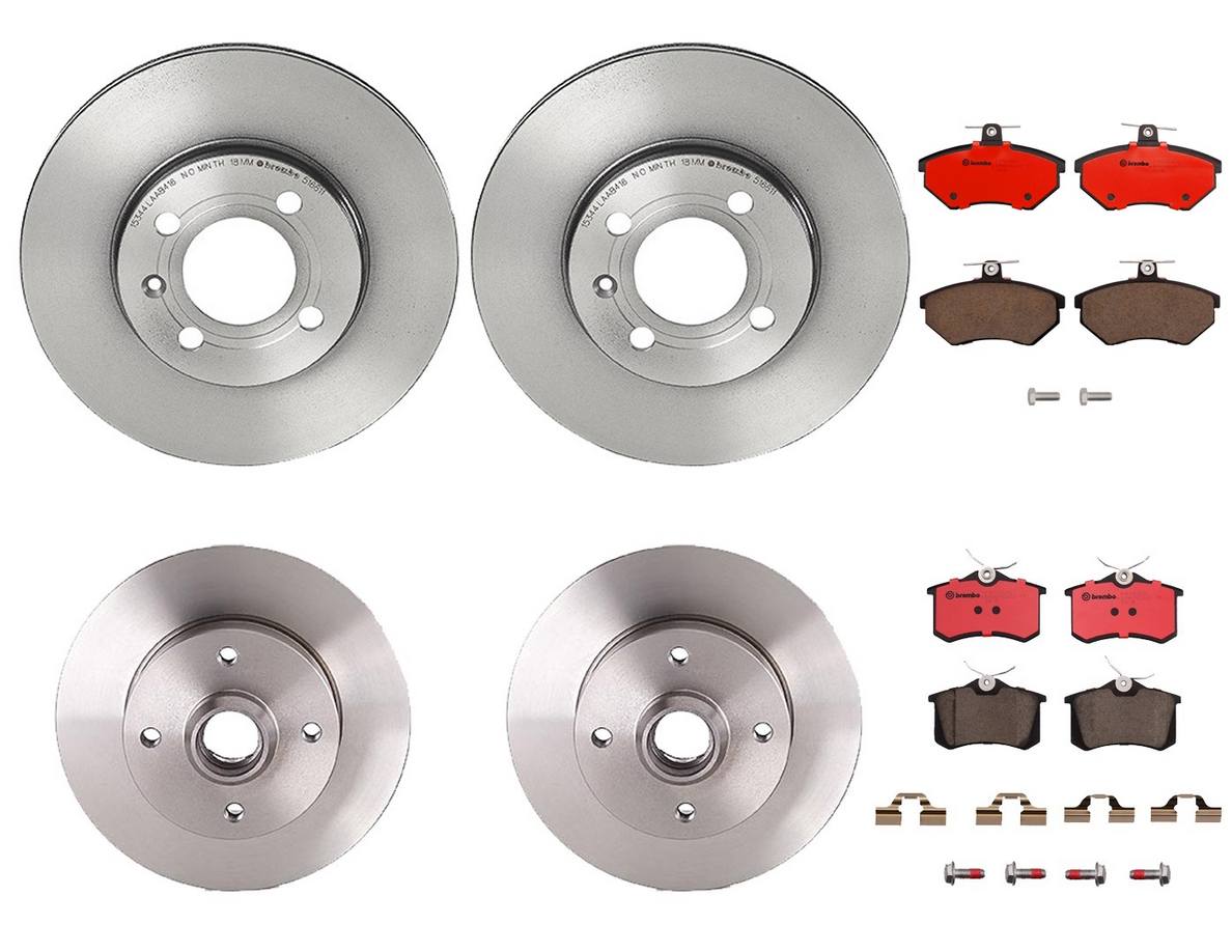 Volkswagen Disc Brake Pad and Rotor Kit – Front and Rear (256mm/226mm) (Ceramic) 6NO615301D