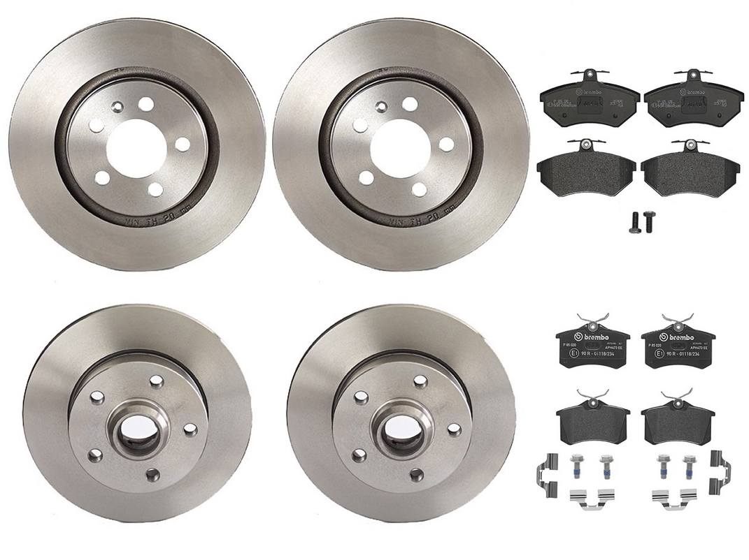 Volkswagen Disc Brake Pad and Rotor Kit – Front and Rear (280mm/226mm) (Low-Met) 1HO615301