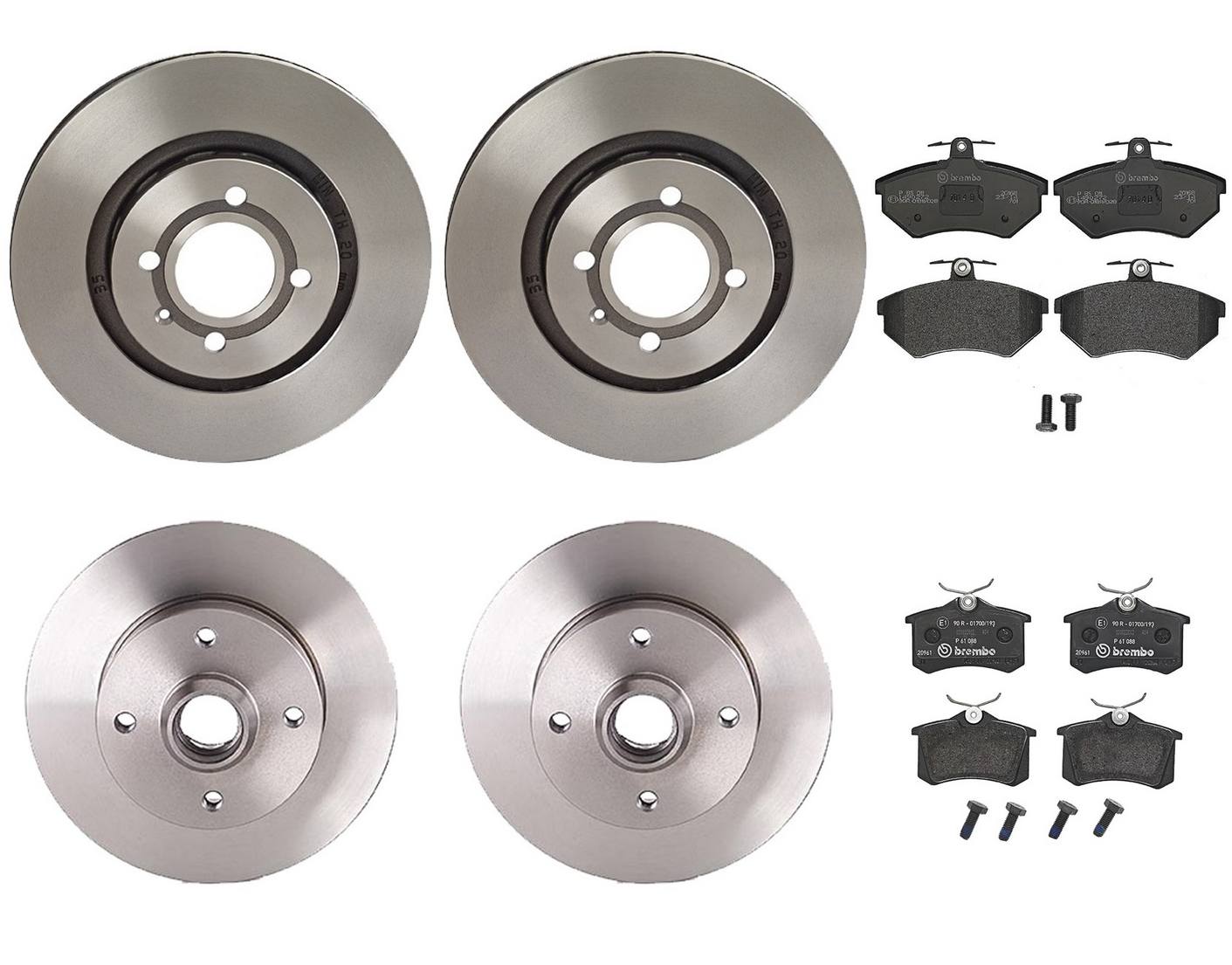 Volkswagen Disc Brake Pad and Rotor Kit – Front and Rear (280mm/226mm) (Low-Met) 535615301