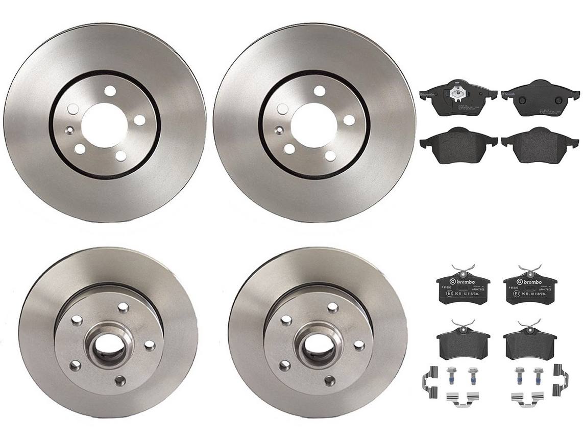 Volkswagen Disc Brake Pad and Rotor Kit – Front and Rear (288mm/226mm) (Low-Met) 3A0615301A