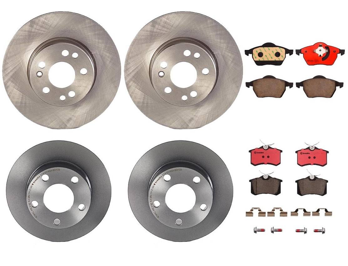 Volkswagen Disc Brake Pad and Rotor Kit – Front and Rear (282mm/245mm) (Ceramic) 8E0615301C