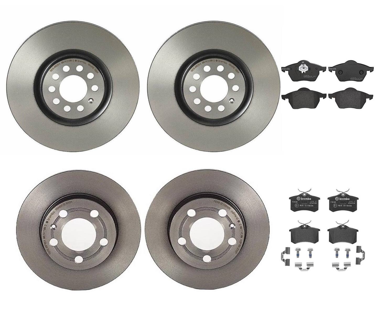 Audi Disc Brake Pad and Rotor Kit – Front and Rear (312mm/239mm) (Low-Met) 8N0615301A