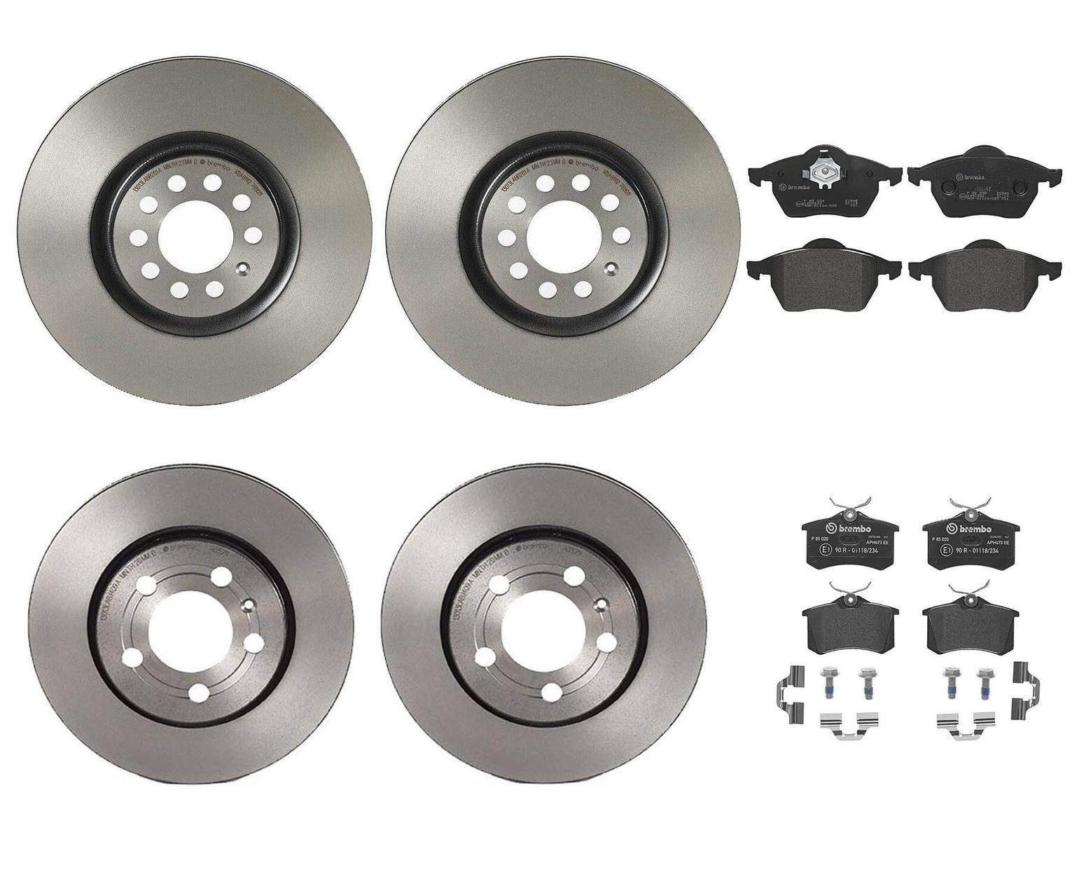 Audi Volkswagen Disc Brake Pad and Rotor Kit – Front and Rear (312mm/256mm) (Low-Met) 8N0615301A