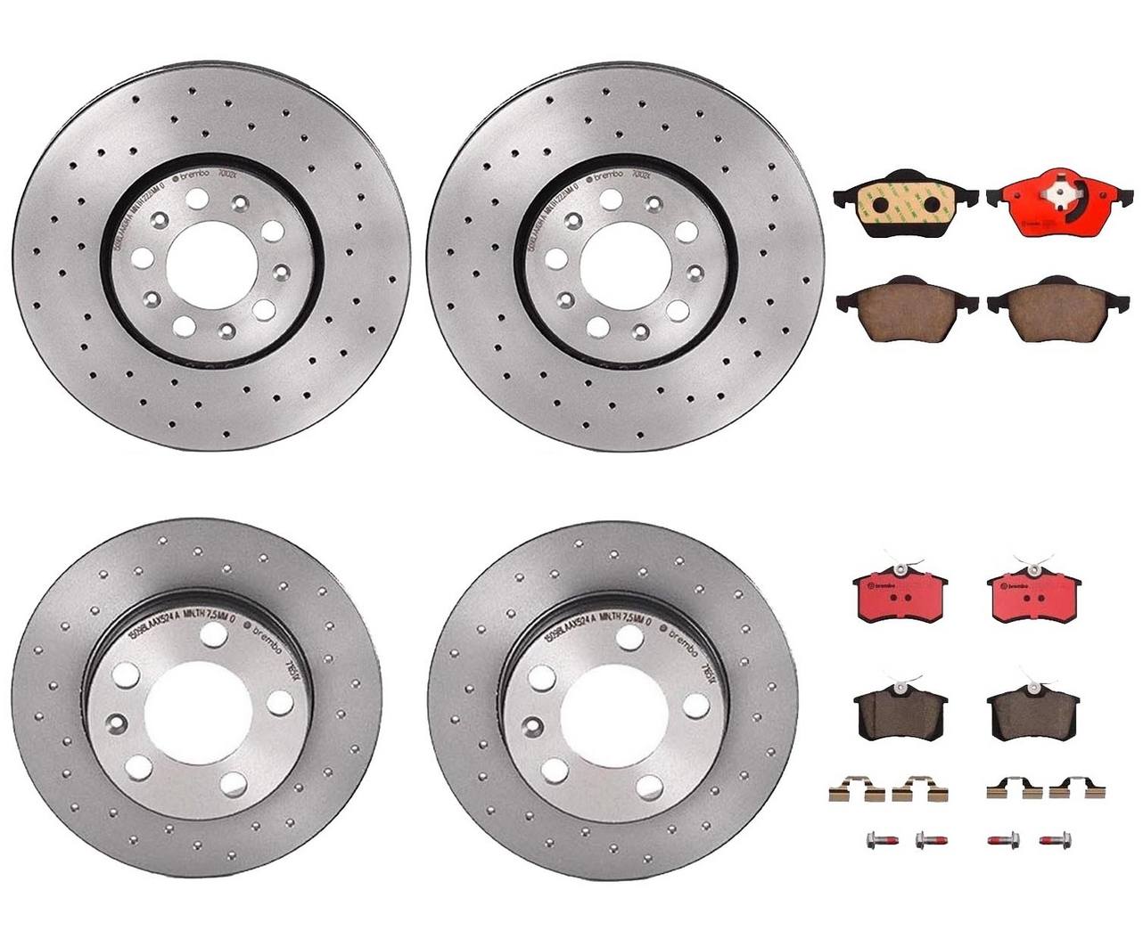 Volkswagen Disc Brake Pad and Rotor Kit – Front and Rear (288mm/232mm) (Xtra) (Ceramic) 6R0615301A