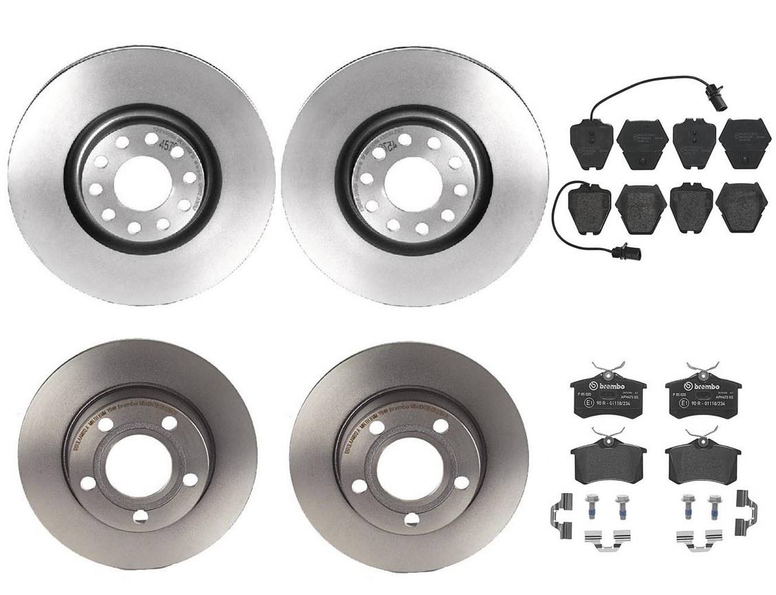 Audi Disc Brake Pad and Rotor Kit – Front and Rear (321mm/255mm) (Low-Met) 8E0615301AD