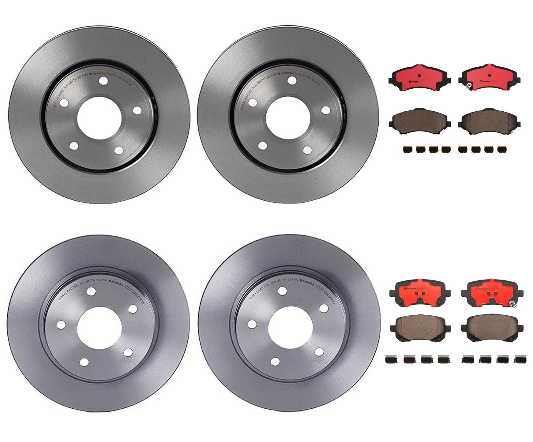 Volkswagen Disc Brake Pad and Rotor Kit – Front and Rear (302mm/305mm) (Ceramic) 7B0615301C