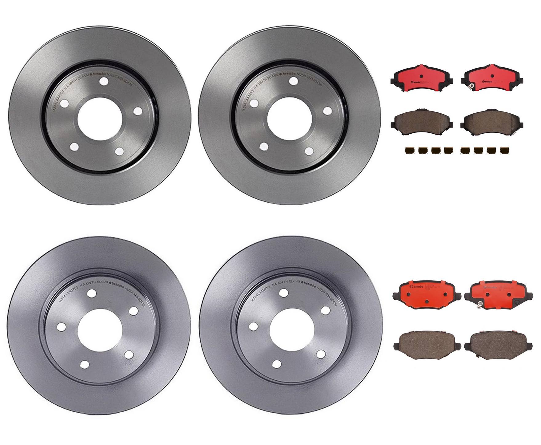 Volkswagen Disc Brake Pad and Rotor Kit – Front and Rear (302mm/305mm) (Ceramic) 7B0615301C