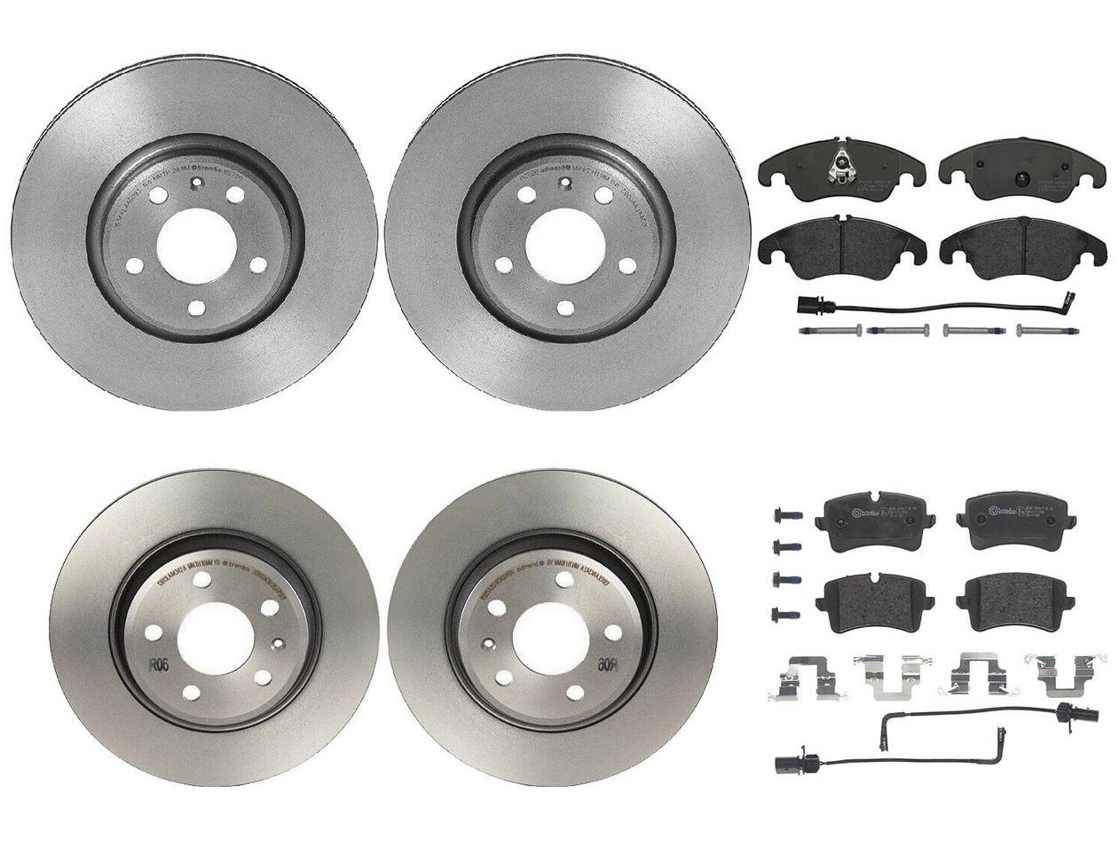 Audi Disc Brake Pad and Rotor Kit – Front and Rear (320mm/300mm) (Low-Met) 8R0615301F