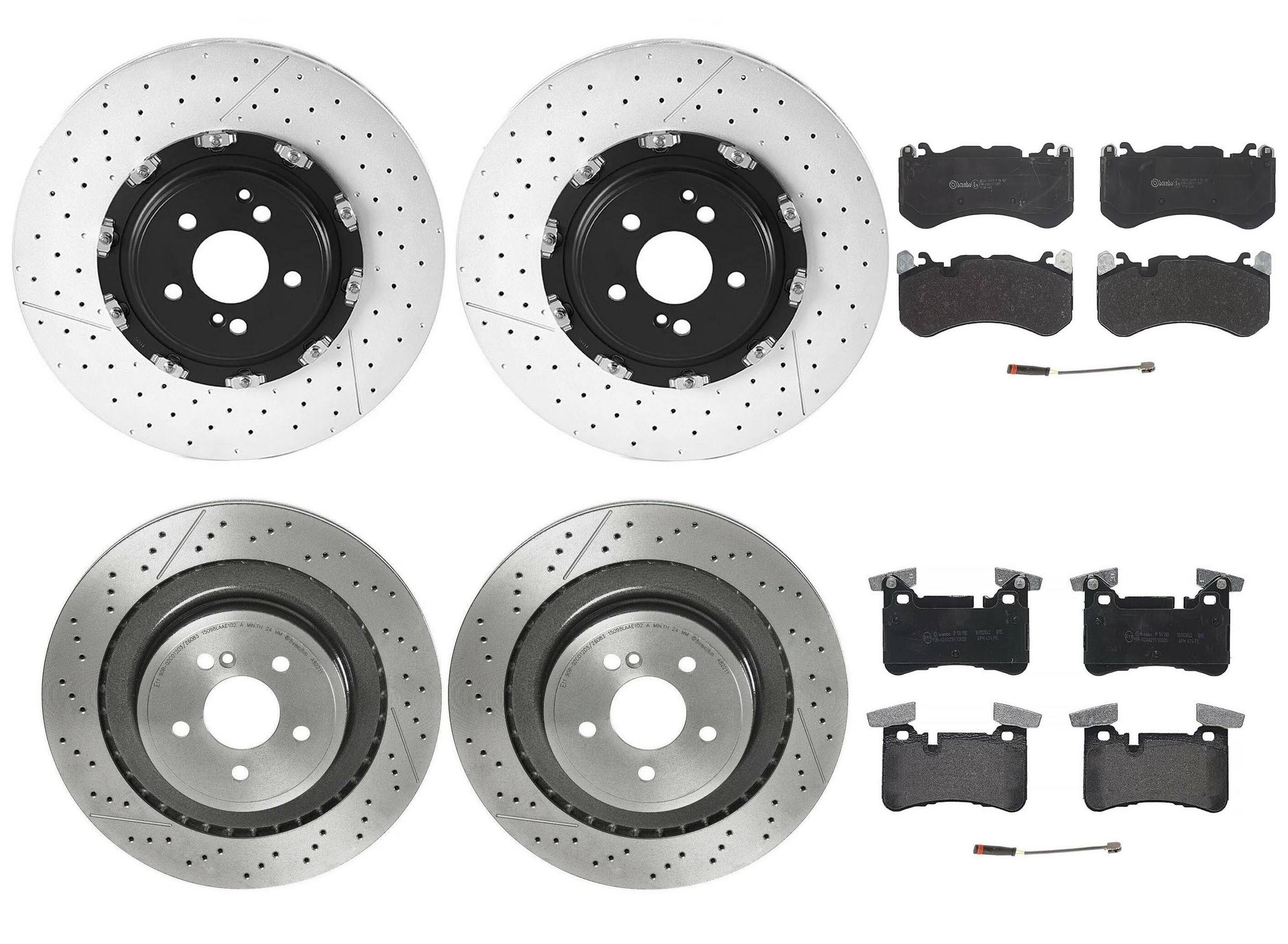 Mercedes-Benz Disc Brake Pad and Rotor Kit – Front and Rear (390mm/360mm) (Low-Met) 2304211212