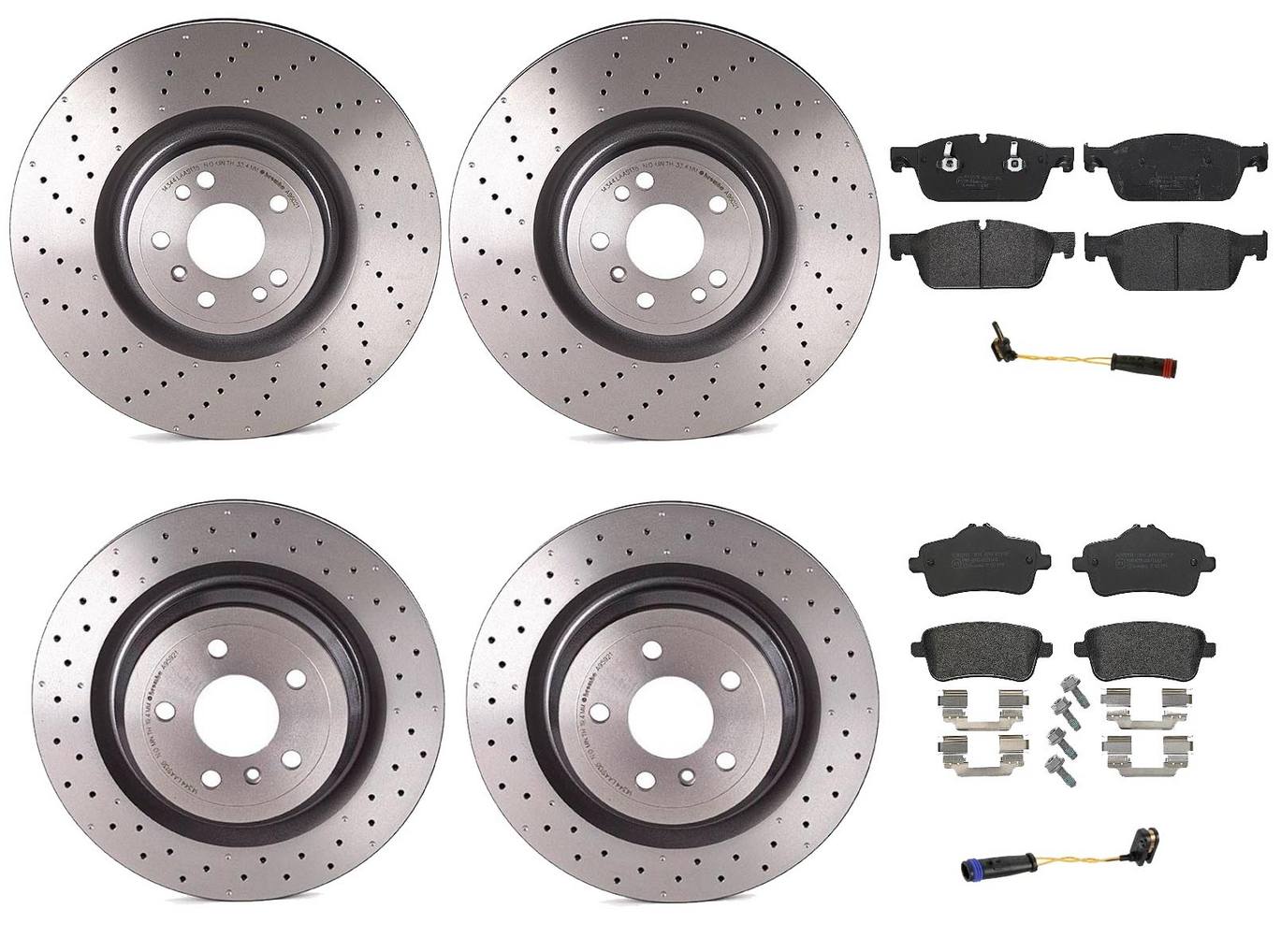 Mercedes-Benz Disc Brake Pad and Rotor Kit – Front and Rear (375mm/330mm) (Low-Met) 1664211600