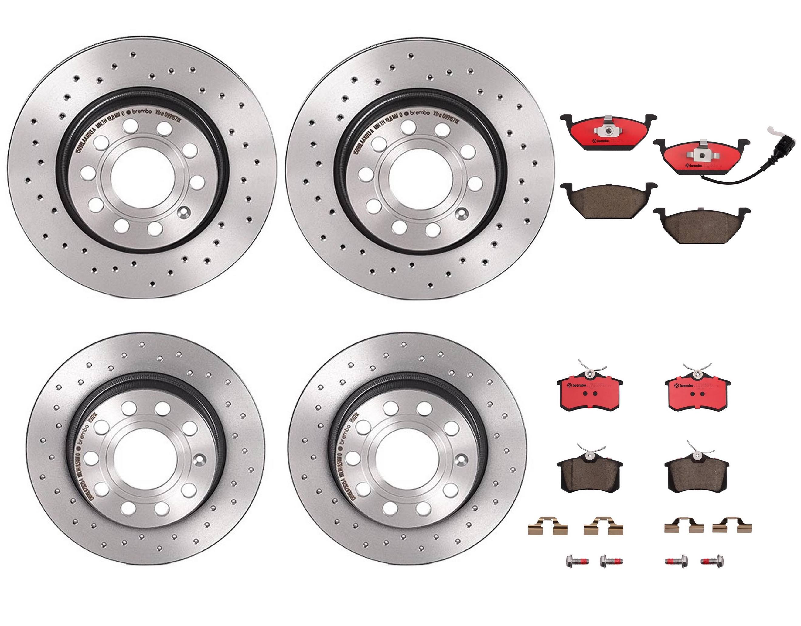 Volkswagen Disc Brake Pad and Rotor Kit – Front and Rear (280mm/255mm) (Xtra) (Ceramic) 5C0615301