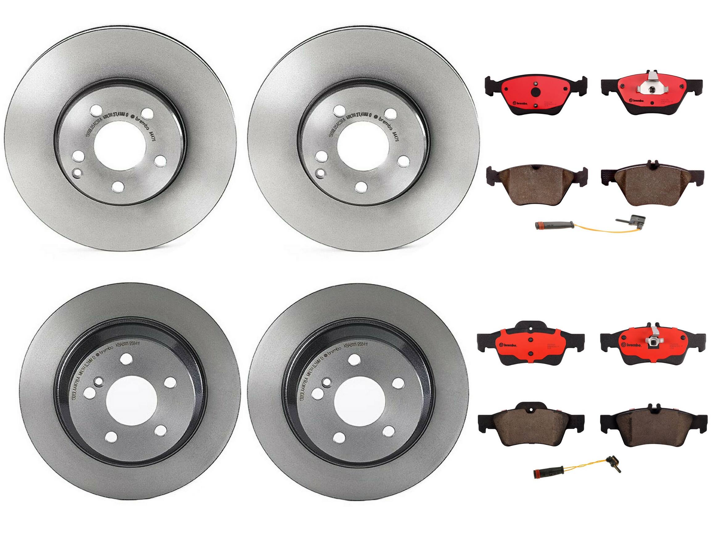 Mercedes-Benz Disc Brake Pad and Rotor Kit – Front and Rear (304mm/300mm) (Ceramic) 2114211212