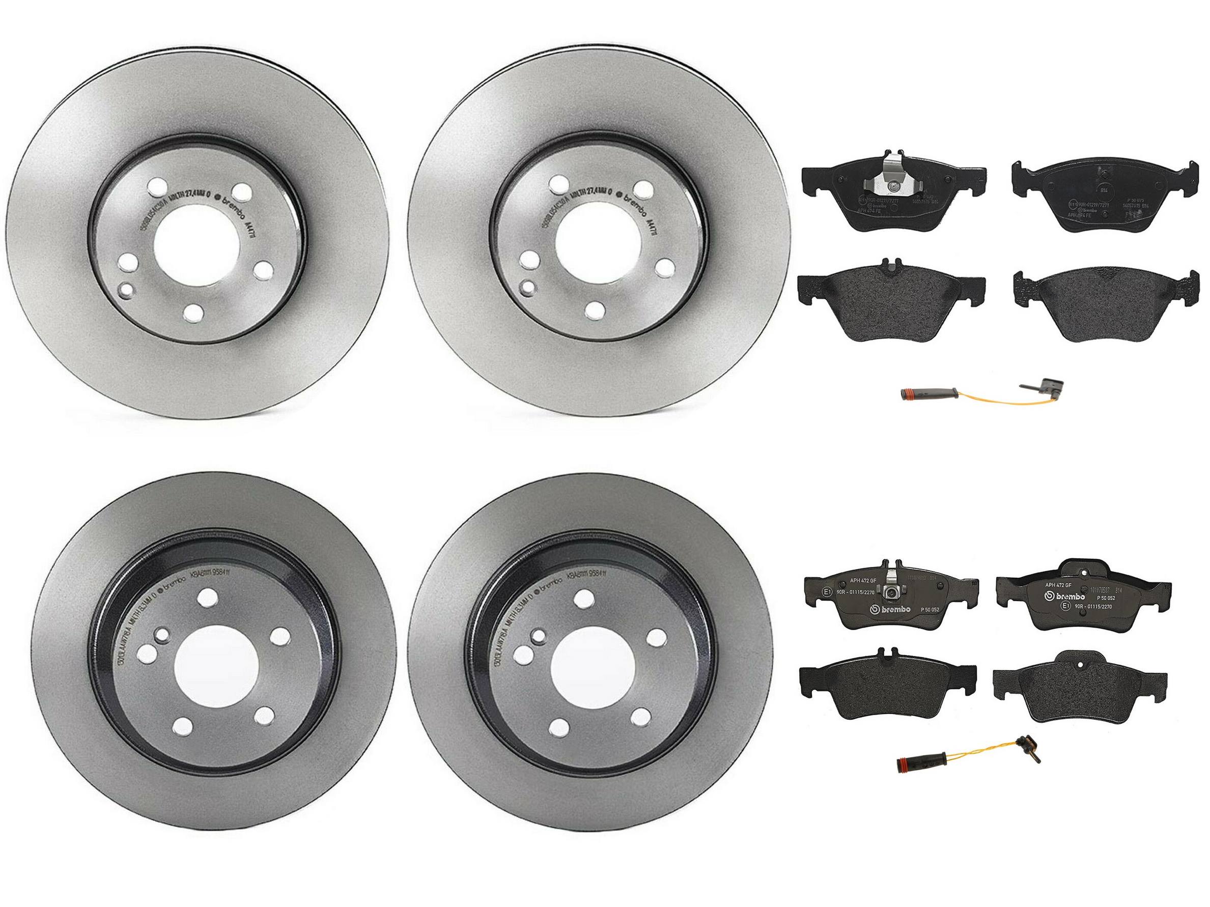 Mercedes-Benz Disc Brake Pad and Rotor Kit – Front and Rear (304mm/300mm) (Low-Met) 2114211212