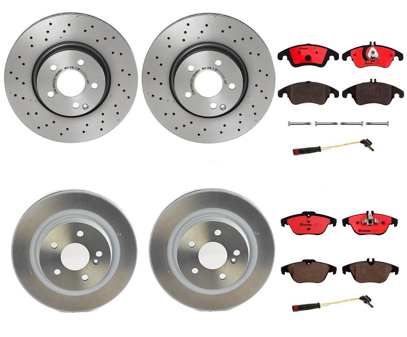 Mercedes-Benz Disc Brake Pad and Rotor Kit – Front and Rear (322mm/300mm) (Ceramic) 2044211012