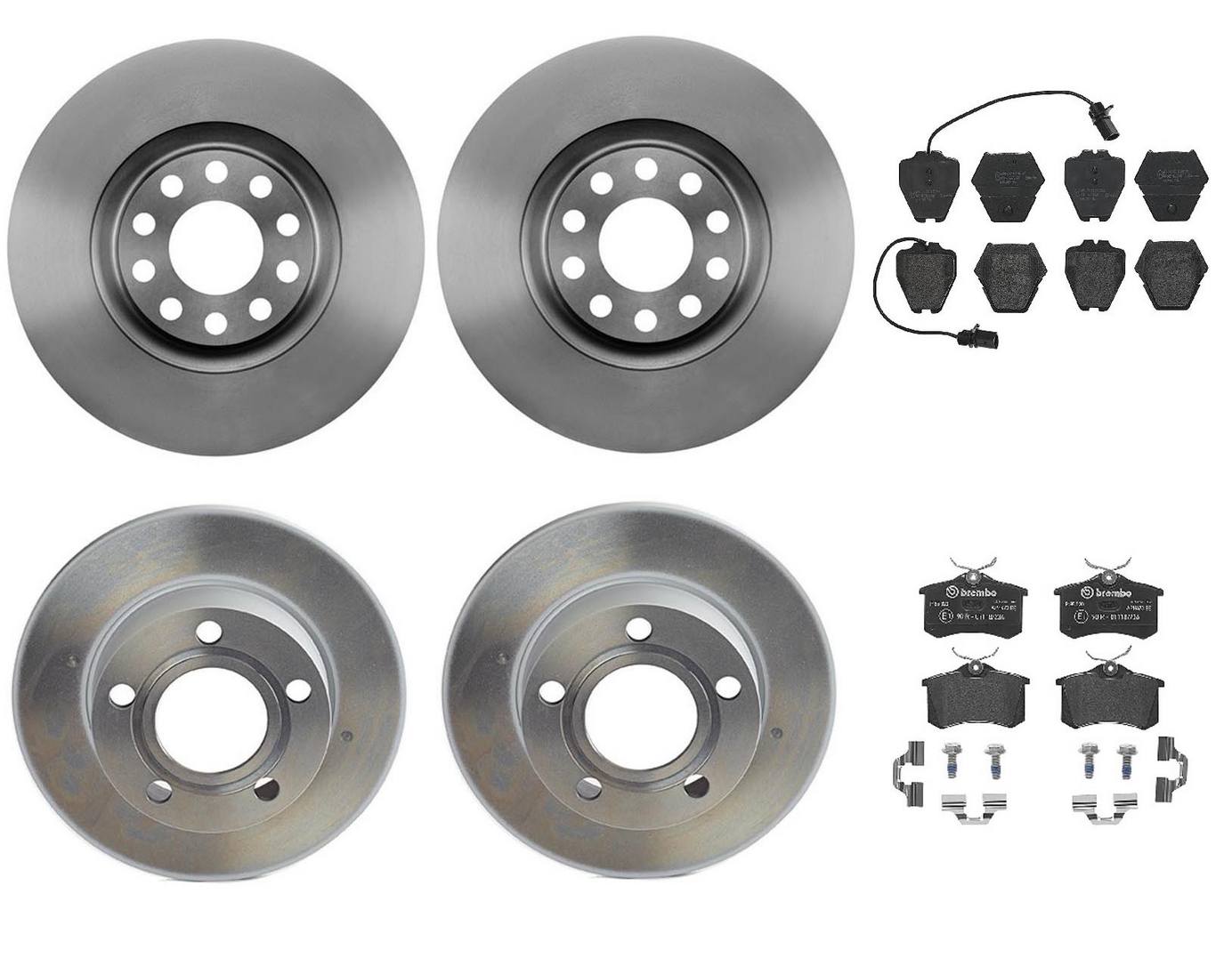 Audi Disc Brake Pad and Rotor Kit – Front and Rear (321mm/245mm) (Low-Met) 4B3615301