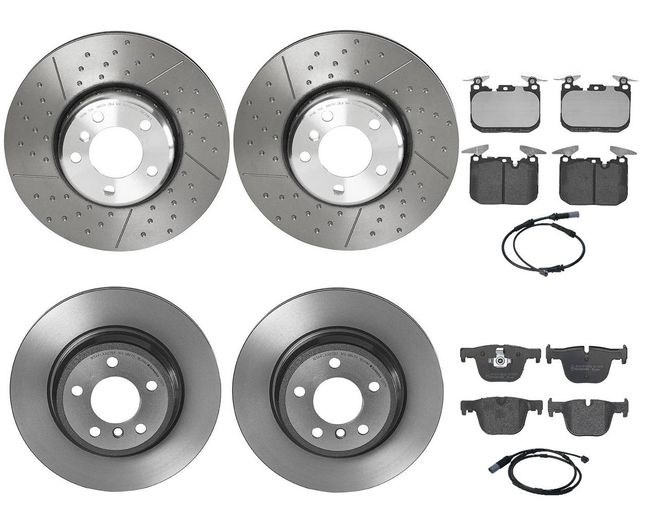 BMW Disc Brake Pad and Rotor Kit – Front and Rear (340mm/330mm) (Low-Met) 34106797602