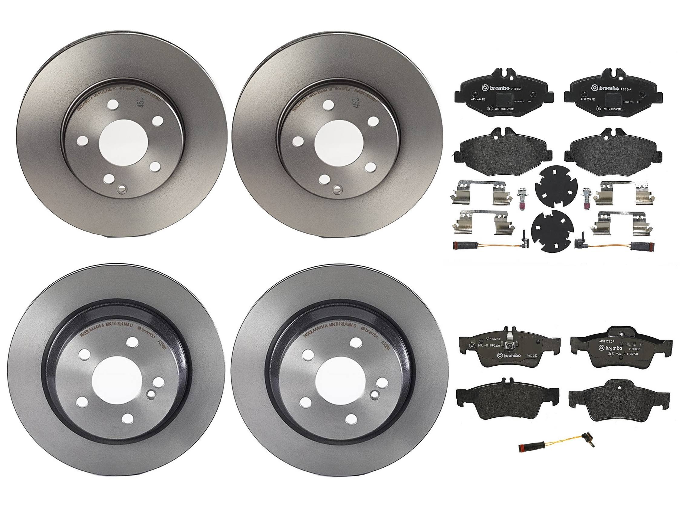 Mercedes-Benz Disc Brake Pad and Rotor Kit – Front and Rear (295mm/300mm) (Low-Met) 211 421 08 12