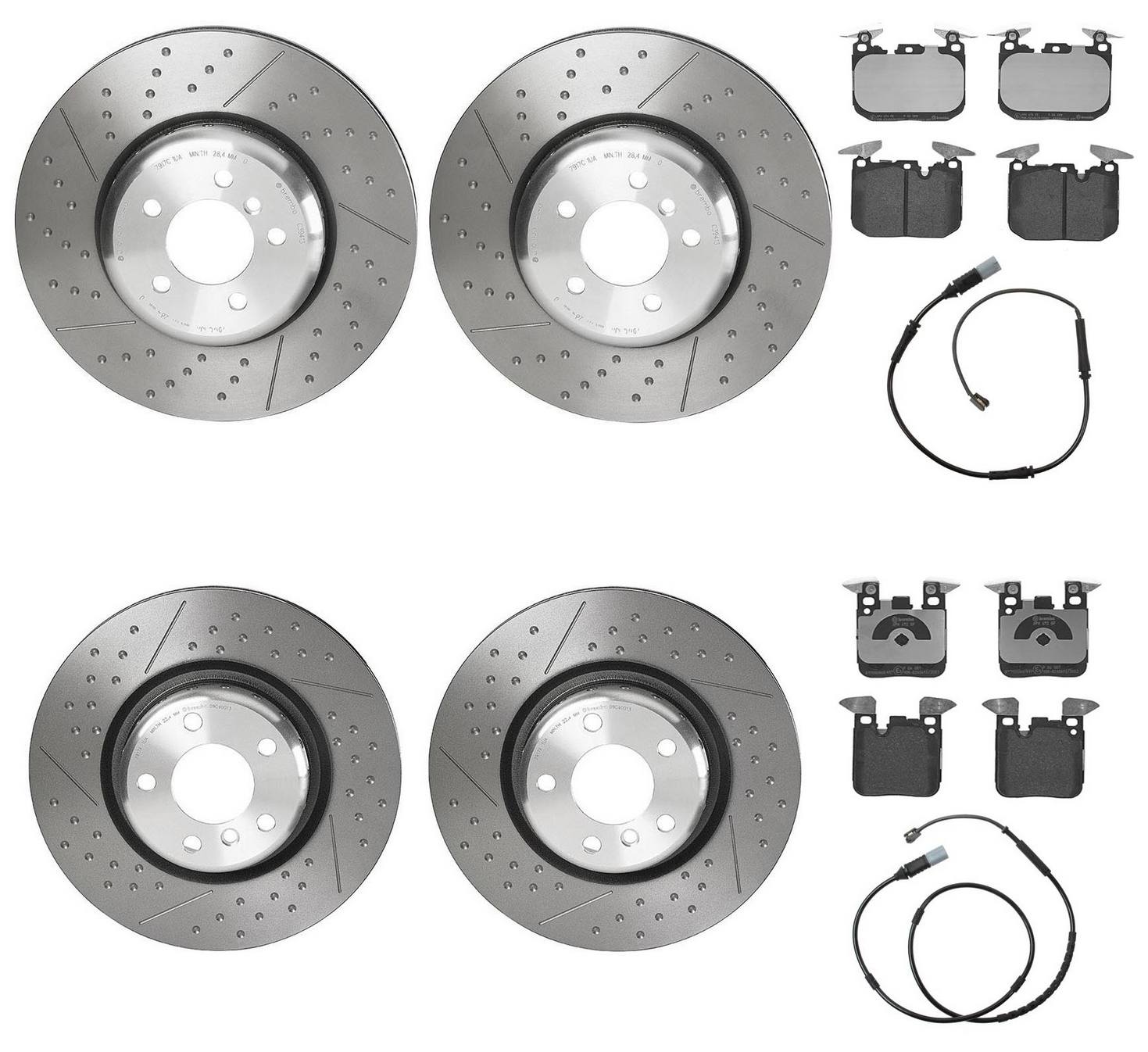 BMW Disc Brake Pad and Rotor Kit – Front and Rear (370mm/345mm) (Low-Met) 34106797603