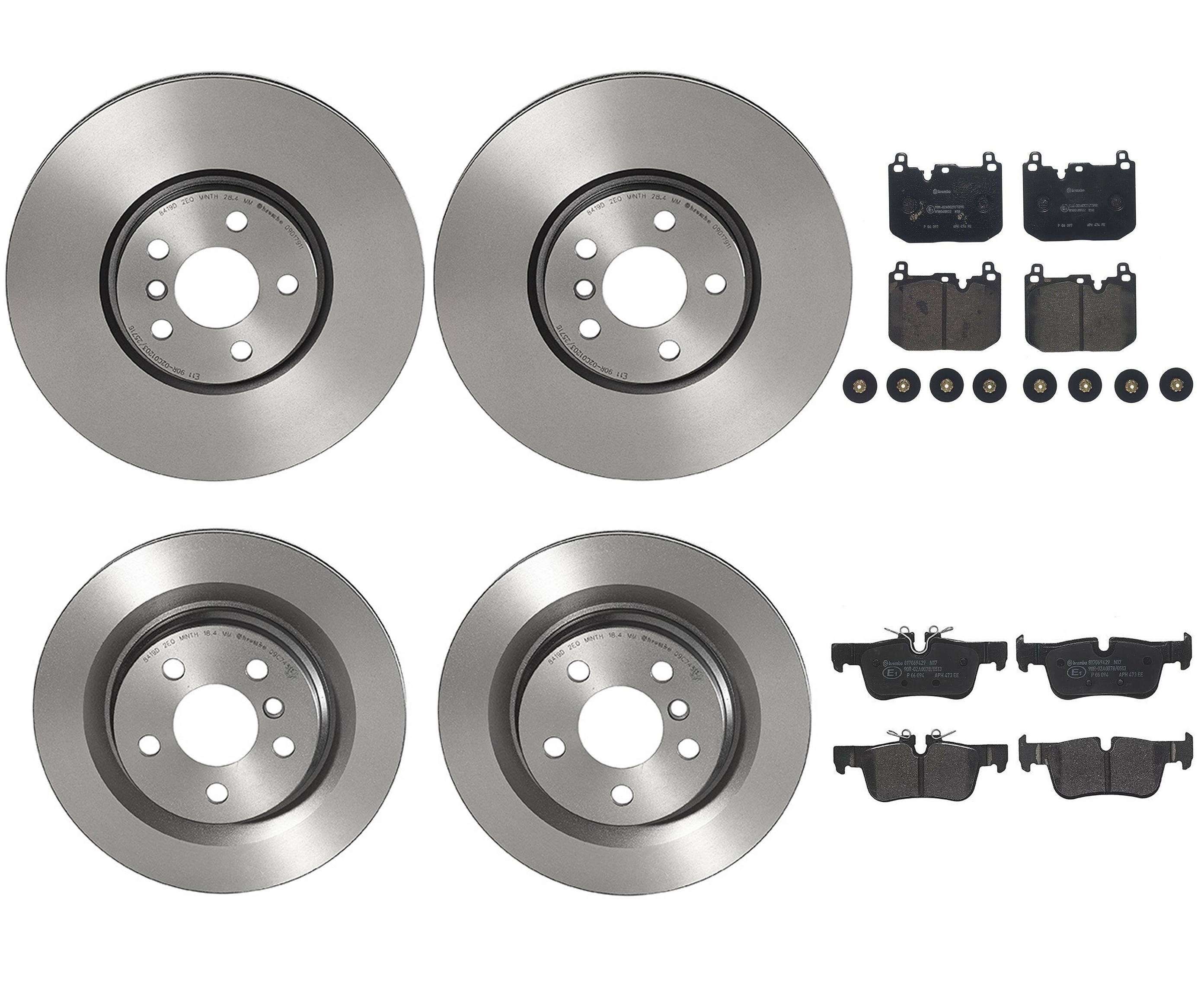 Mini Brakes Kit – Pads & Rotors Front and Rear (335mm/300mm) (Low-Met) 34216860403 – Brembo 4190397KIT