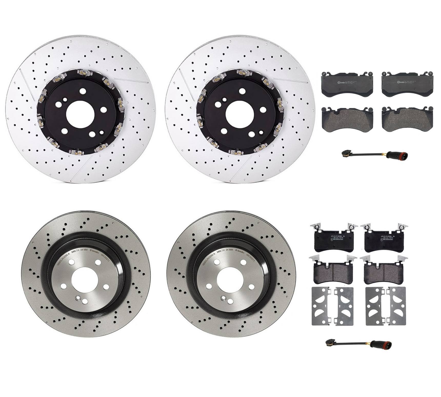 Brembo Brake Pads and Rotors Kit – Front and Rear (360mm/330mm) (Low-Met)