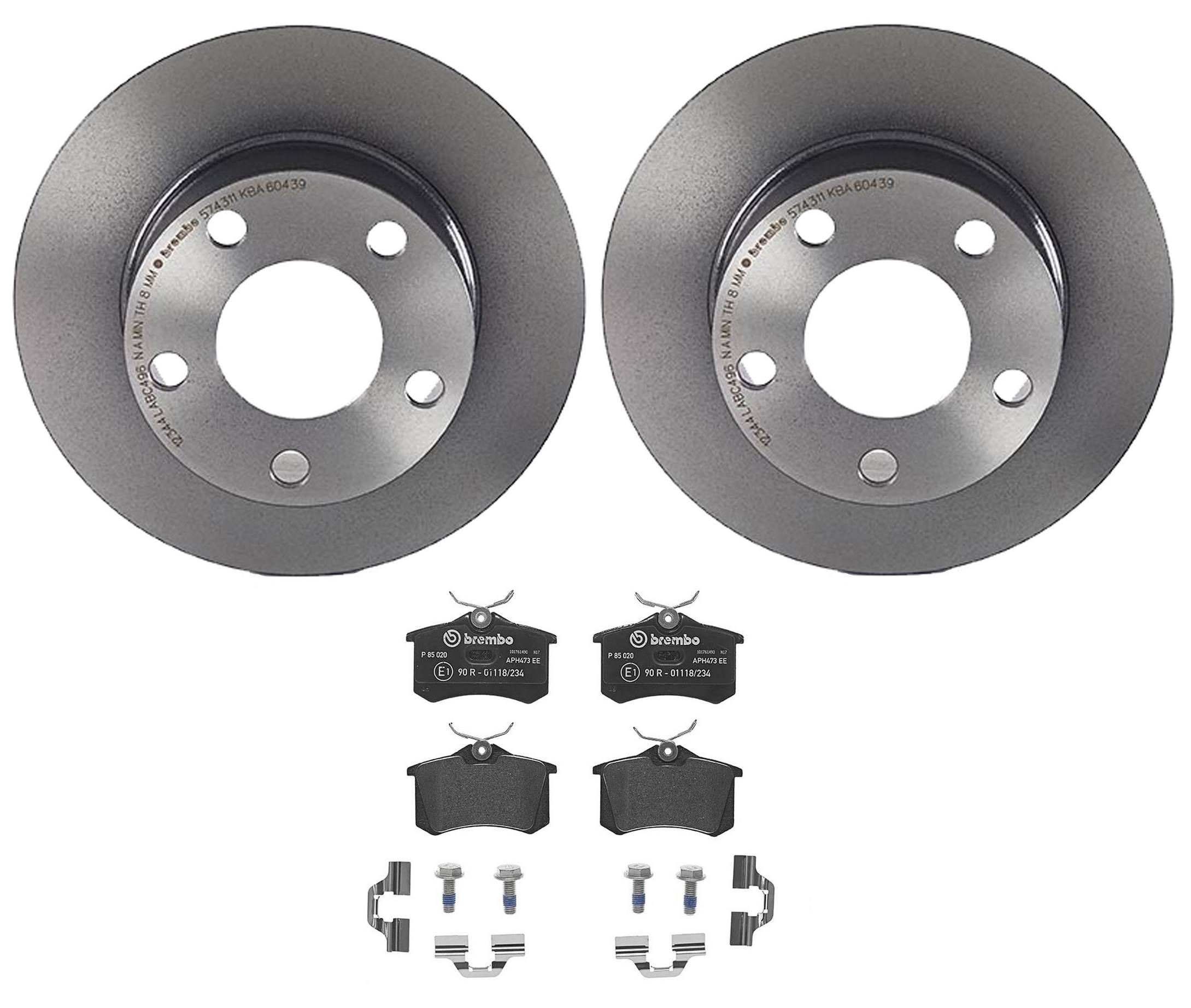 Volkswagen Disc Brake Pad and Rotor Kit – Rear (245mm) (Low-Met) 8E0615601