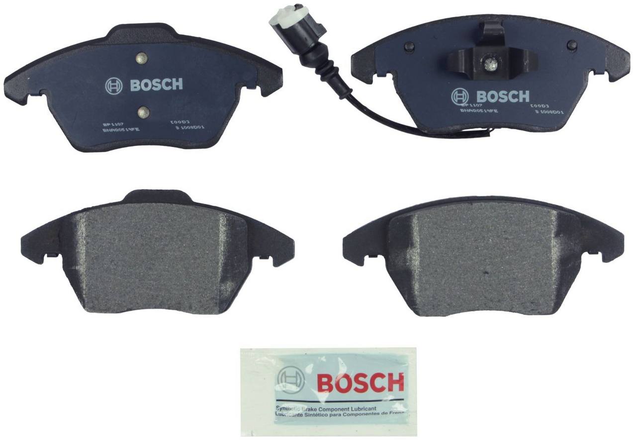 Audi Volkswagen Disc Brake Pad and Rotor Kit – Front (288mm) (Drilled) (Semi-Metallic) – Bosch QuietCast 5Q0615301H