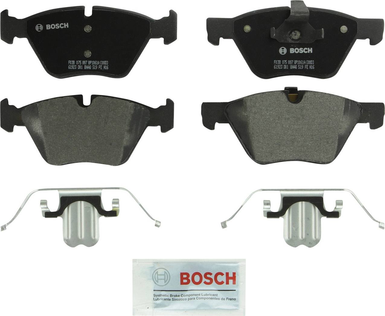 BMW Disc Brake Pad and Rotor Kit – Front (300mm) (Drilled) (Semi-Metallic) – Bosch QuietCast 34116854998