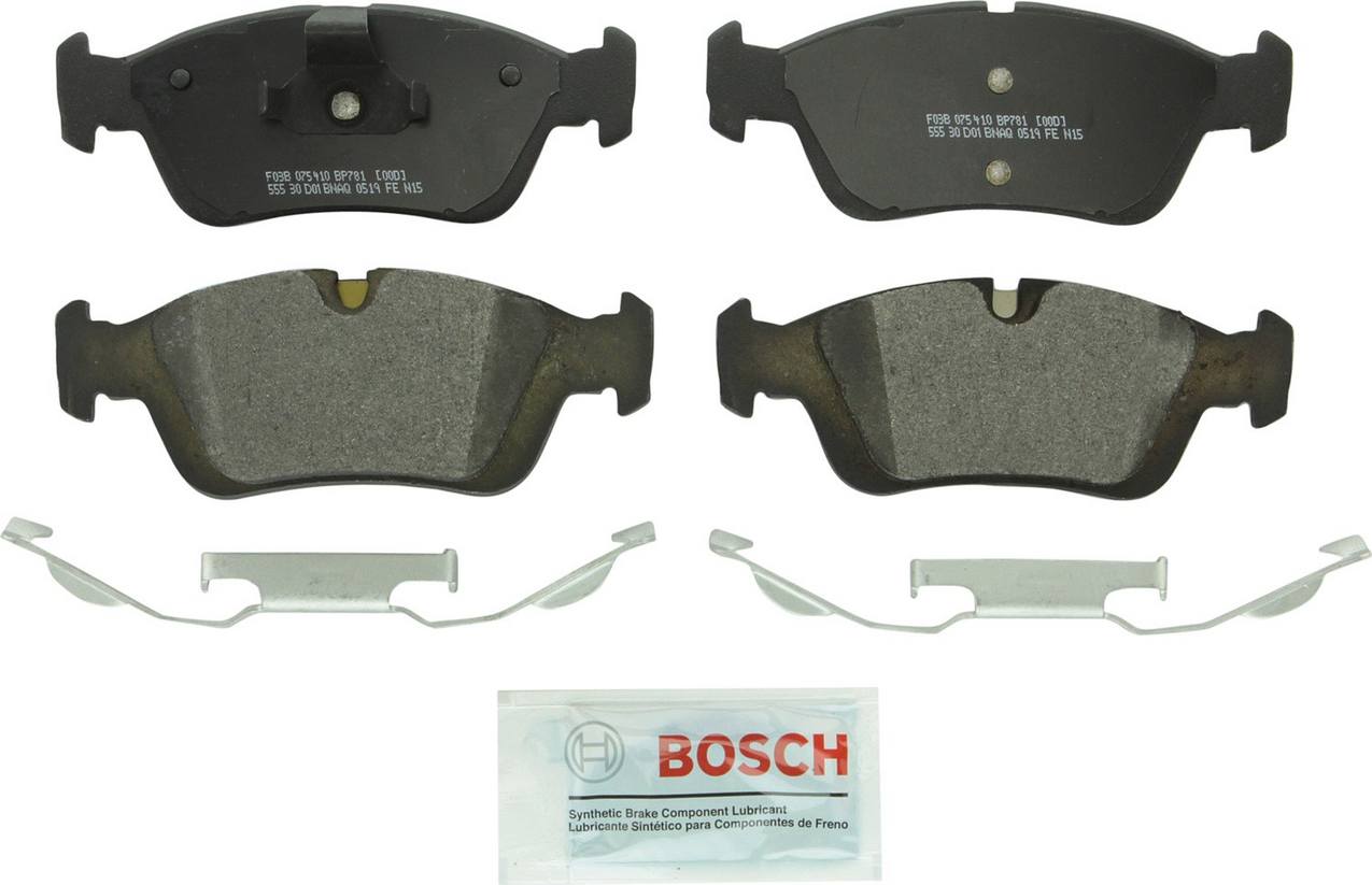 BMW Disc Brake Pad and Rotor Kit – Front (325mm) (Drilled) (Semi-Metallic) – Bosch QuietCast 34116864047