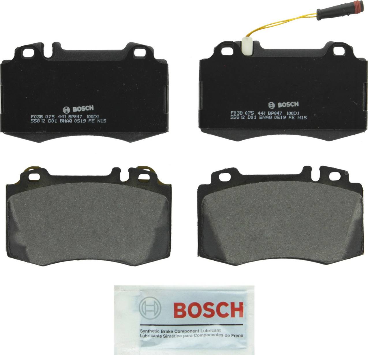 Mercedes-Benz Disc Brake Pad and Rotor Kit – Front (330mm) (Drilled) (Semi-Metallic) – Bosch QuietCast 2114211412