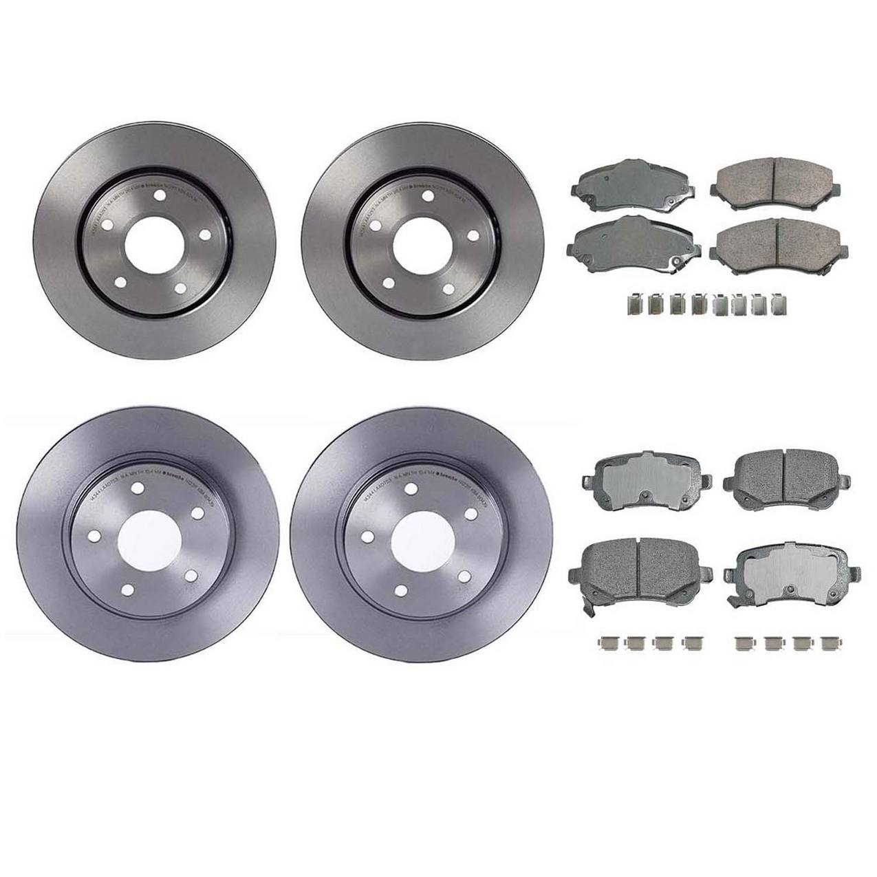 Volkswagen Disc Brake Pad and Rotor Kit – Front and Rear (302mm) (305mm) (Ceramic) (ProACT) 7B0615301C