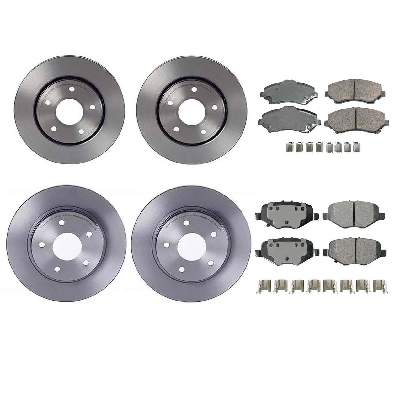 Volkswagen Disc Brake Pad and Rotor Kit – Front and Rear (302mm) (305mm) (Ceramic) (ProACT) 7B0615301C