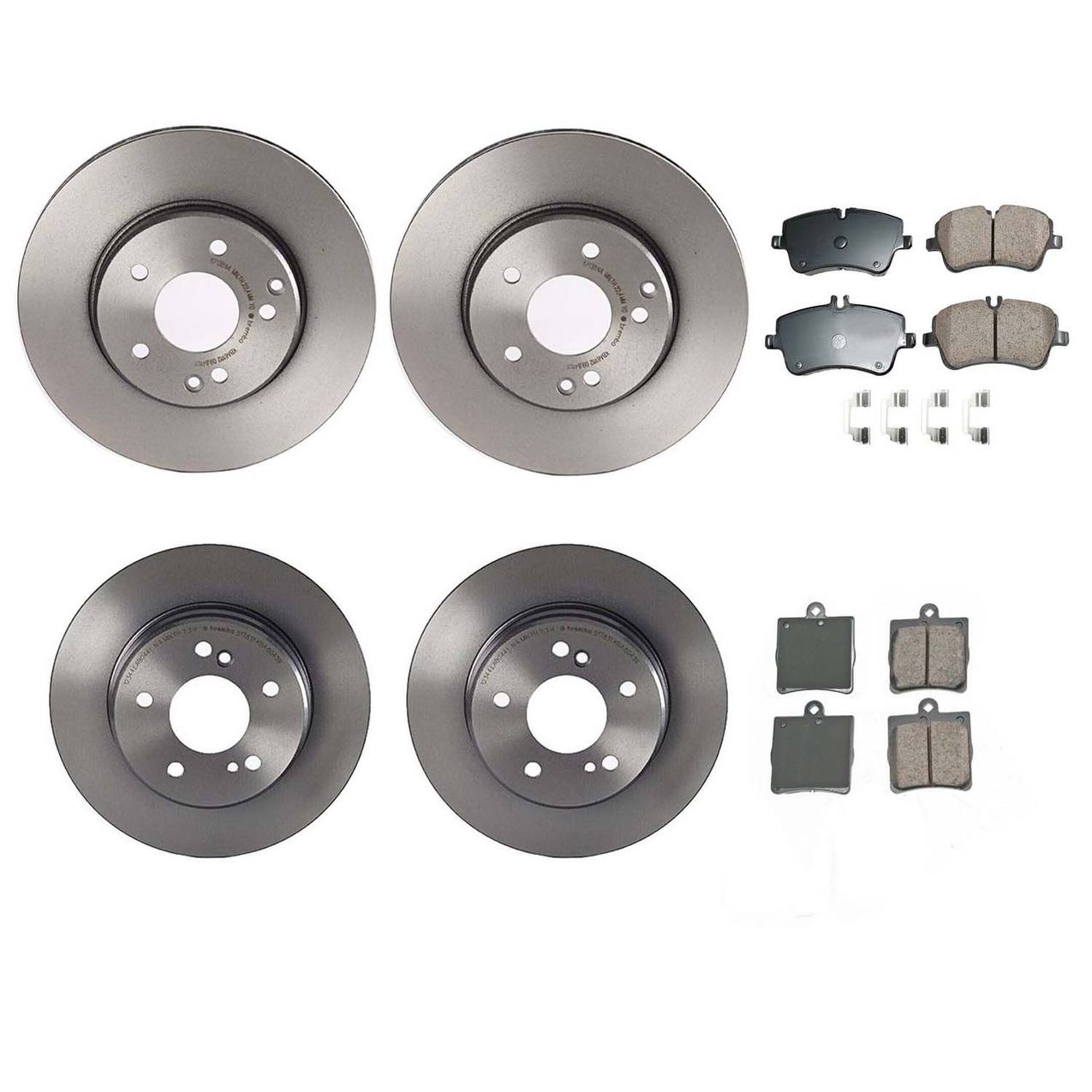 Mercedes-Benz Disc Brake Pad and Rotor Kit – Front and Rear (288mm) (278mm) (Ceramic) (EURO) 2034210312