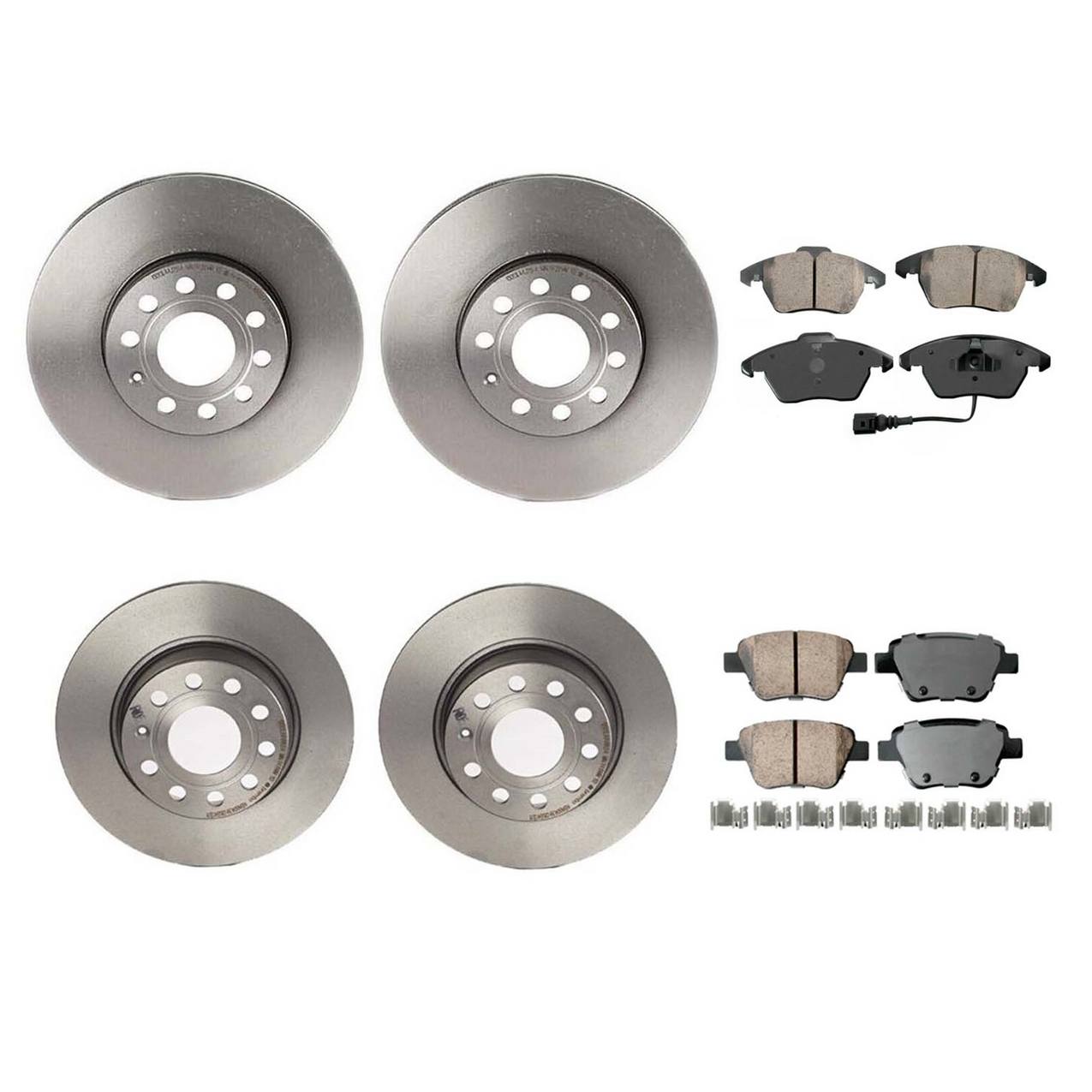 Volkswagen Disc Brake Pad and Rotor Kit – Front and Rear (288mm) (272mm) (Ceramic) (EURO) 5Q0615301H