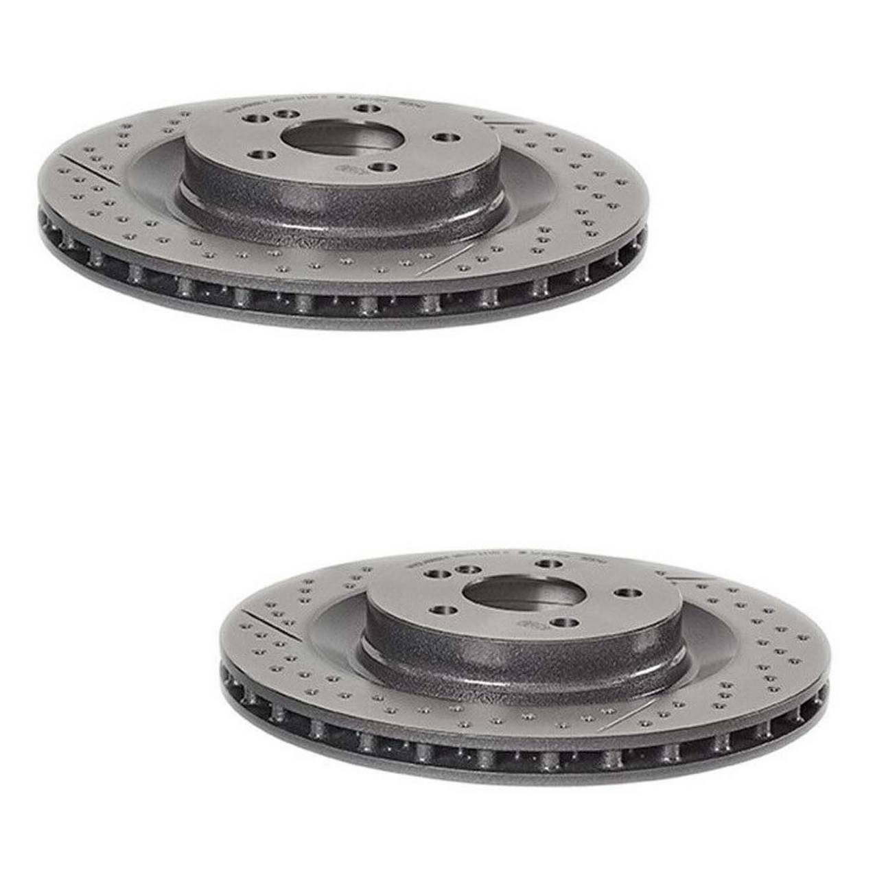 Mercedes-Benz Disc Brake Pad and Rotor Kit – Front and Rear (Drilled) (Slotted) (Floating) (340mm) (330mm) (Ceramic) (EURO) 1714210112