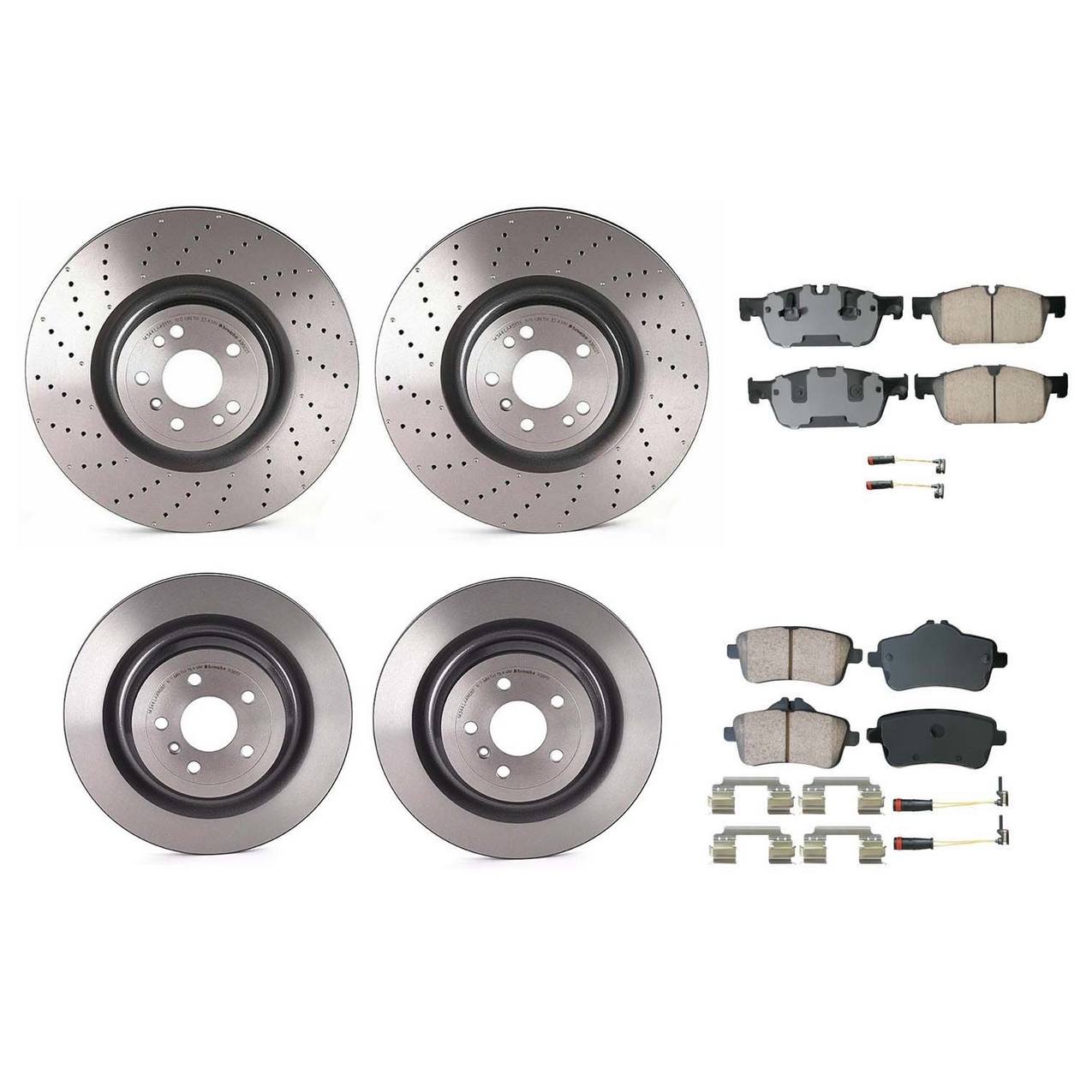 Mercedes-Benz Disc Brake Pad and Rotor Kit – Front and Rear (Cross-Drilled) (375mm) (345mm) (Ceramic) (EURO) 1664211600